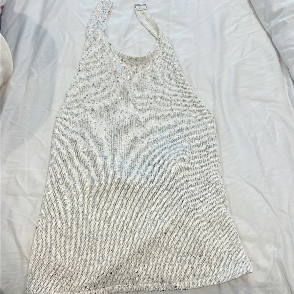 Lovers + Friends White Sequin Tank Top